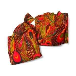 Vintage Peacock Print Drapes